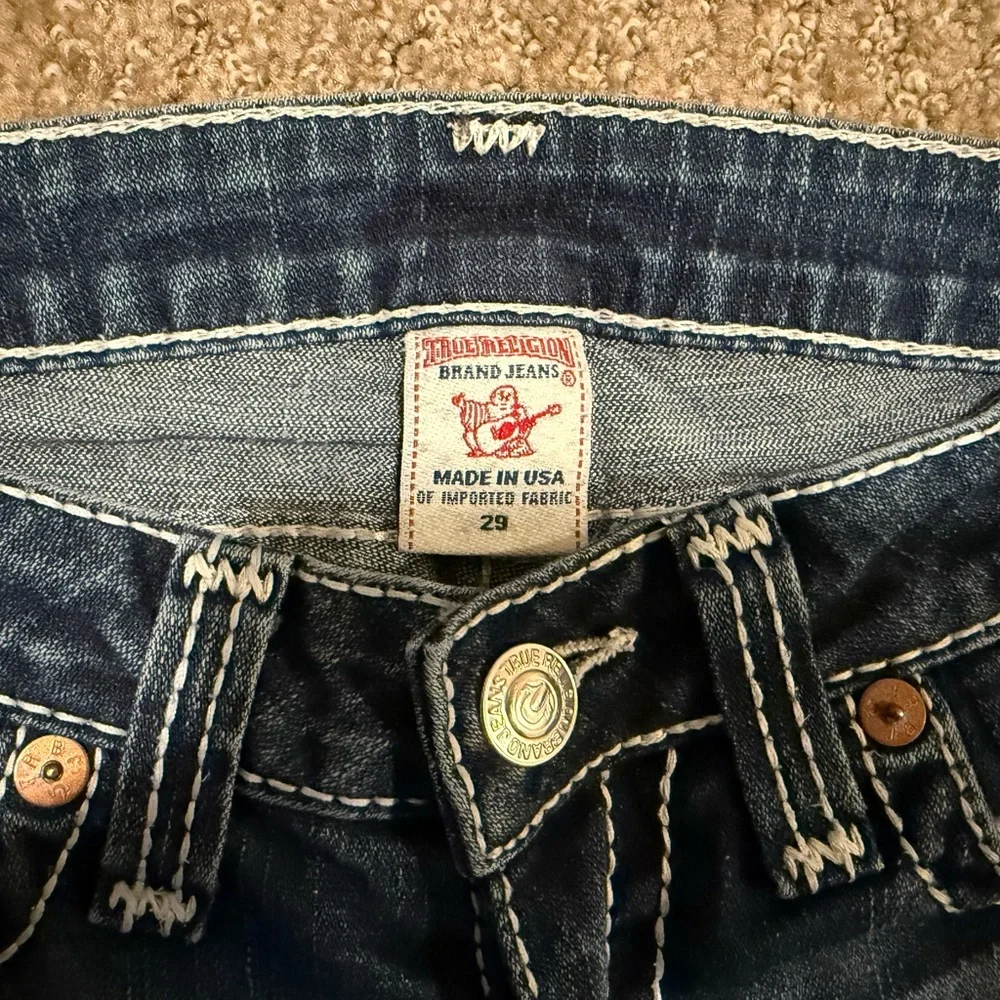 True Religion Women's Dark Blue Denim Jeans - Signature Pocket Stitch - Picture 2 of 4